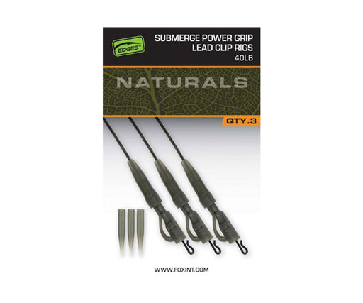 Fox Edges Naturals Submerge Power Grip Lead Clip Leaders 40LB