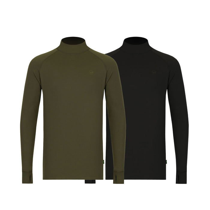 Korda Mock Neck Thermal LS Shirt Olive Green & Black