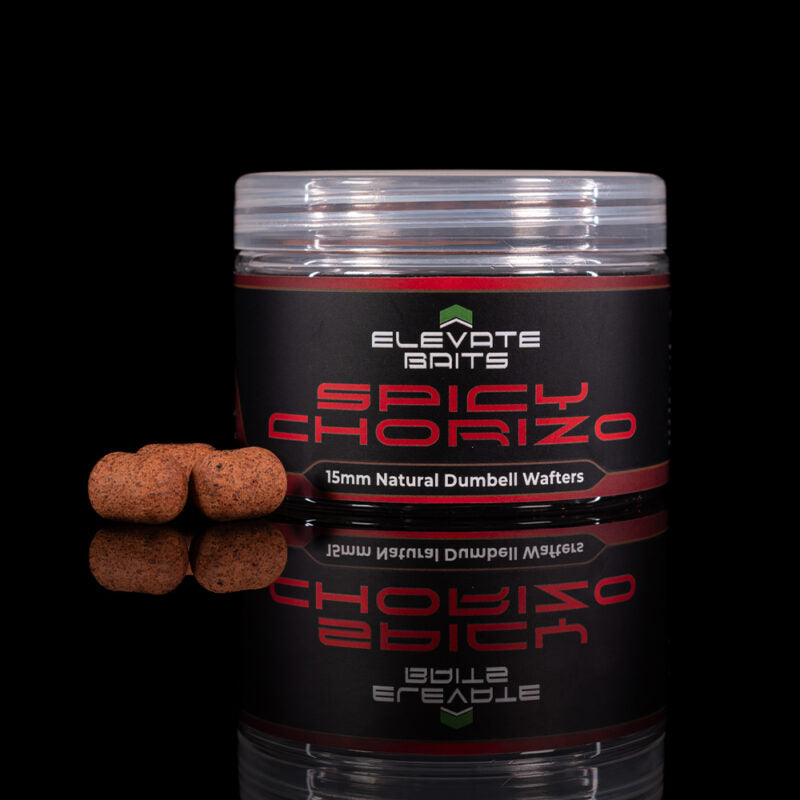 Elevate Baits Spicy Chorizo 15mm x 12mm Natural Dumbell Wafters